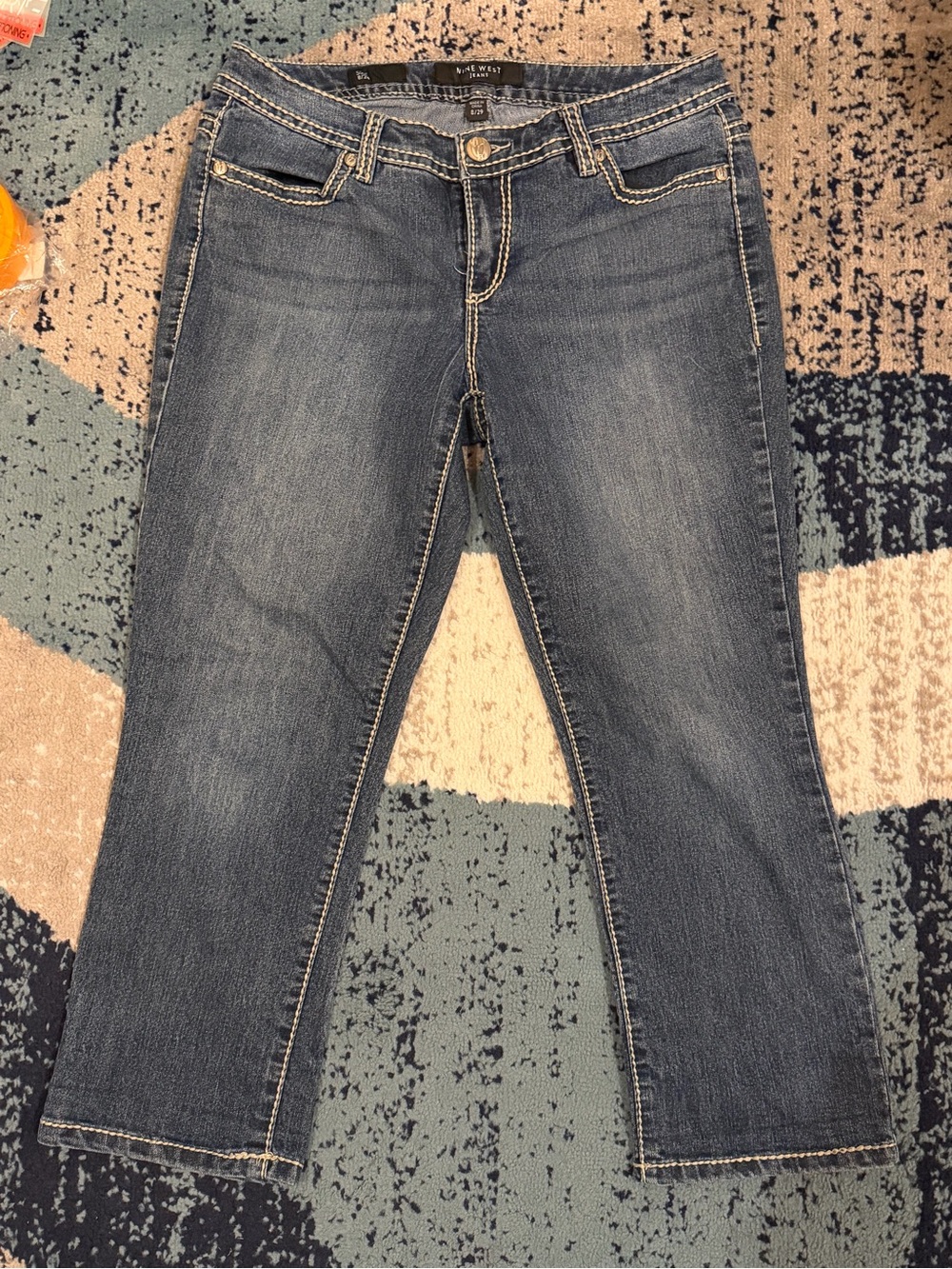 Nine West Jeans cropped Women’s 8/29  Embellished Rhinestone Flap Pocket Y2K